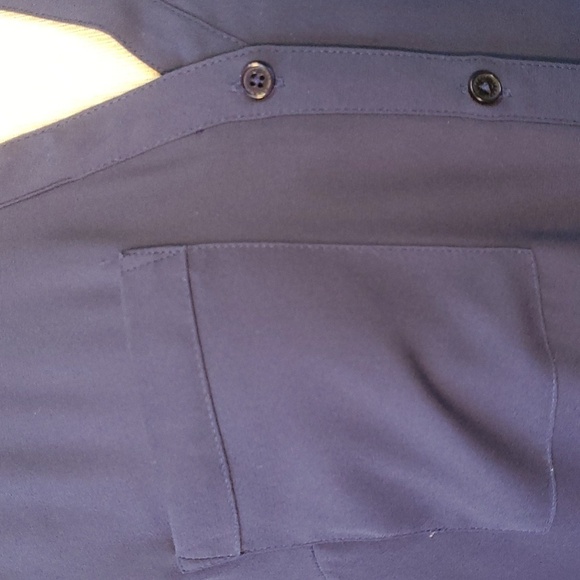 Express, The portfolio shirt, navy blue.  Long tab sleeves. 2 front pockets. - Picture 3 of 7